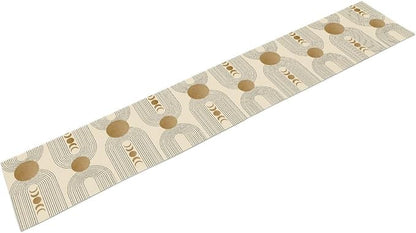 YCness Boho Table Runner Mid Century Modern Style Abstract Geometrical Gold - Image 8