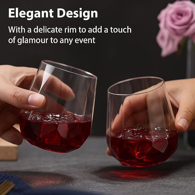 Oojami 40 Pack Disposable Plastic Wine Glasses 12 oz Diamond - Image 5