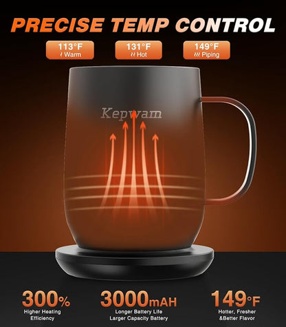 Kepwam Self-Heating Coffee Mug T2, 16oz Electric Heated Mug Hot Up to 149℉ | No - Image 2