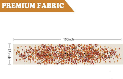 Fall Table Runner Maple Leaf Seasonal Autumn Burlap Table Decoration Holiday - Image 2