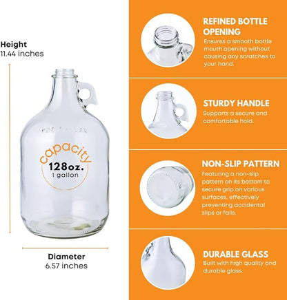1 Gallon Glass Jug 4 Pack with Polyseal Caps | 128 oz | Laundry container | - Image 3