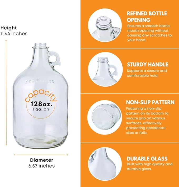 FastRack Glass Water Bottle Includes 38 mm Polyseal Cap, 1 gallon Capacity - Image 3