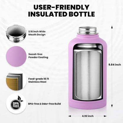 RAYMYLO Insulated Water Bottle 64 oz, Triple Wall Vacuum Stainless Steel | - Image 5