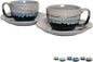Bosmarlin Ceramic Cappuccino Cup and Saucer Set of 2, 10 Oz, Dishwasher and by Bosmarlin