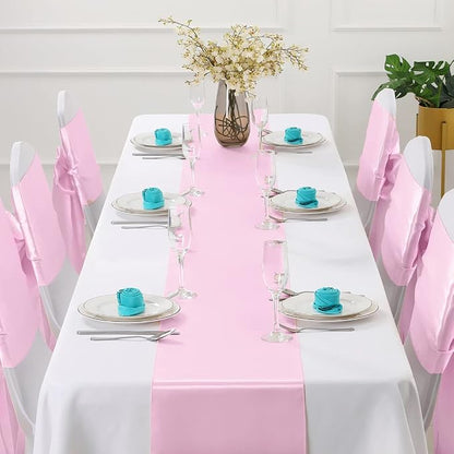 Horbaunal 2 Pack Light Pink Satin Table Runner 12 x 108 Inch | Smooth Table - Image 2