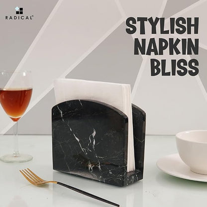 Radicaln Marble Napkin Holder 5.5" Inch Black Handmade Serviette Holder - Image 4