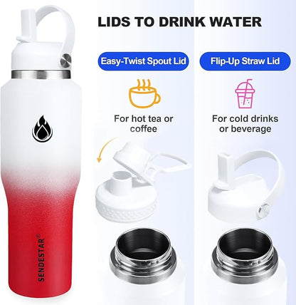 SENDESTAR 40oz Stainless Steel Water Bottle, Double Wall Vacuum Insulated Bottle - Image 3