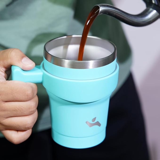 Konokyo 10 oz Tumbler with Handle and Straw, Insulated Travel Mug | Mint; - Image 6