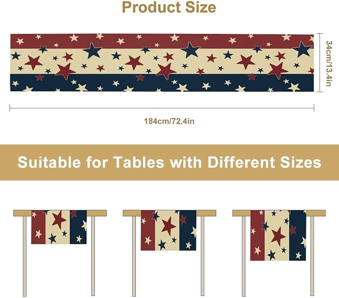 Memorial Day Table Runner, 4th of July American Patriotic Independence Day - Image 8