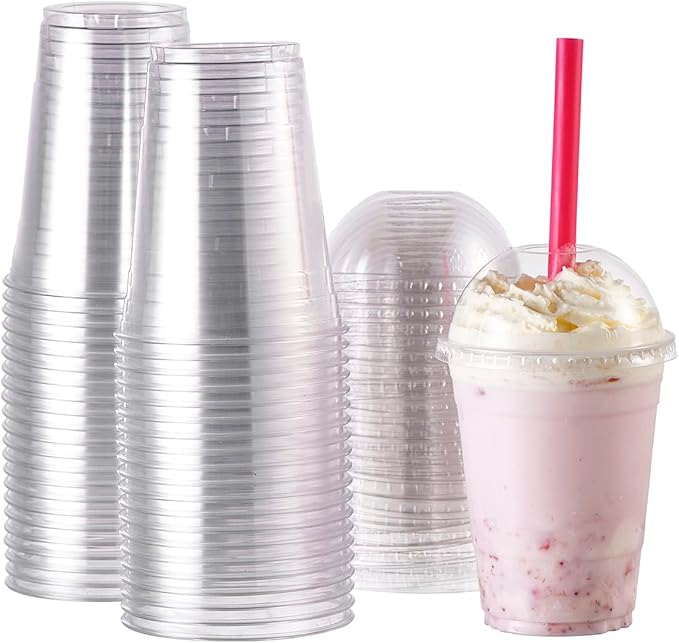Plastic Cups With Dome Straw Slot Lids PET Crystal Clear Disposable Togo Cup - Image 2