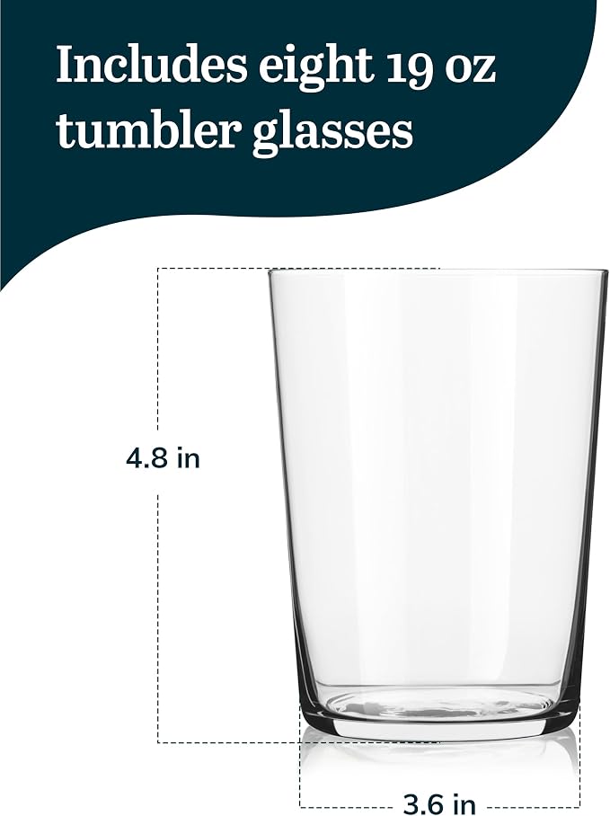 Libbey Café Tumbler Glass Set of 8, Dishwasher Safe Glass Cups Set, Versatile - Image 3
