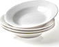 8.7-inch Wide Rim Ceramic Soup Bowl - Lead-Free White Pasta Bowls for Spaghetti, Salad, Stew, Rice Microwave & Dishwasher Safe - Scratch-Resistant & Heatproof Design Set of 4