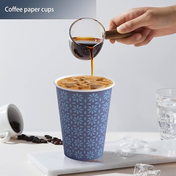 Clawsoff 240 Pack Paper Cups 10 oz Bulk Disposable Coffee Cups Navy Floral | - Image 5