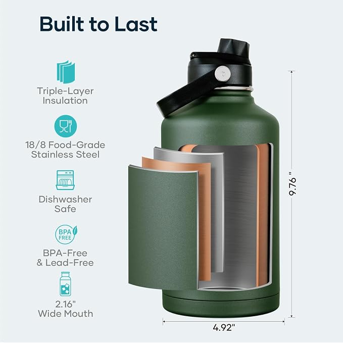 BUZIO 64 oz Insulated Stainless Steel Water Bottle - Image 4