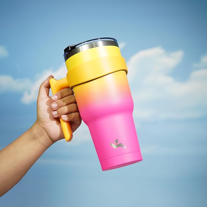 Konokyo 40 oz Tumbler with Handle and Straw, Insulated Travel Mug | Rainbow; - Image 5