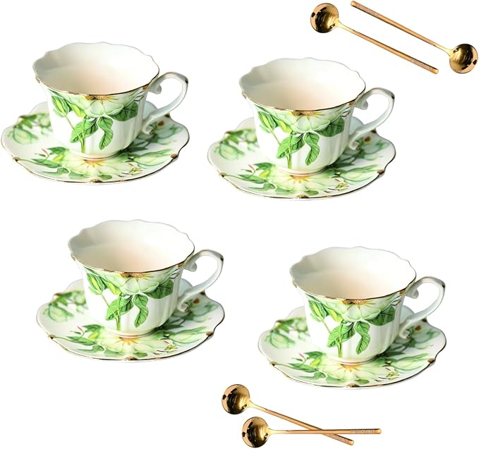 Vintage Floral Tea Cup and Saucer Set by Unknown