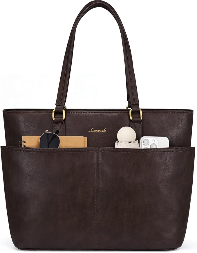 LOVEVOOK Work Tote Bags for Women, Vintage Leather 15.6 Inch Laptop Bag by LOVEVOOK