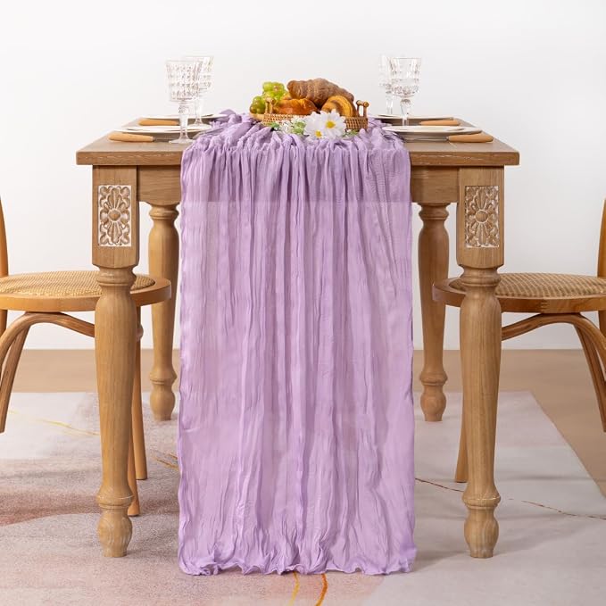 2 Pack Lilac Purple Cheesecloth Table Runner 10ft Boho Table Decor | - Image 3