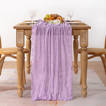 2 Pack Lilac Purple Cheesecloth Table Runner 10ft Boho Table Decor | - Image 3