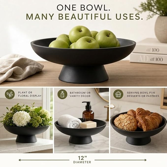 12" Concrete Fruit bowl for Kitchen Counter, Coffee Table Decor, Decorative Key - Image 7