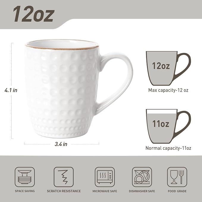 famiware Eden Coffee Mugs Sets of 6, 12 oz Ceramic Stoneware Mug Cup Set | - Image 3