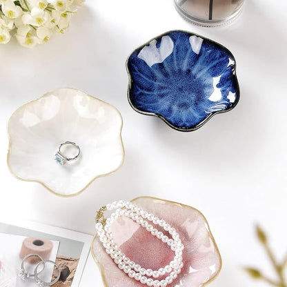 JAMEND CLXP 2PCS Lotus Leaf Shape Ring Holder Dish, Small Key Bowl, Ceramic - Image 3