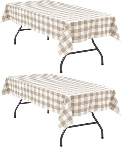 Buffalo Plaid Tablecloth 54 x 80 inch 2 Pack Khaki and White | Waterproof by Hiasan