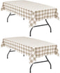 Khaki and White Checkered Tablecloth 60 x 60 inch, 2 Pack | Waterproof Buffalo by Hiasan