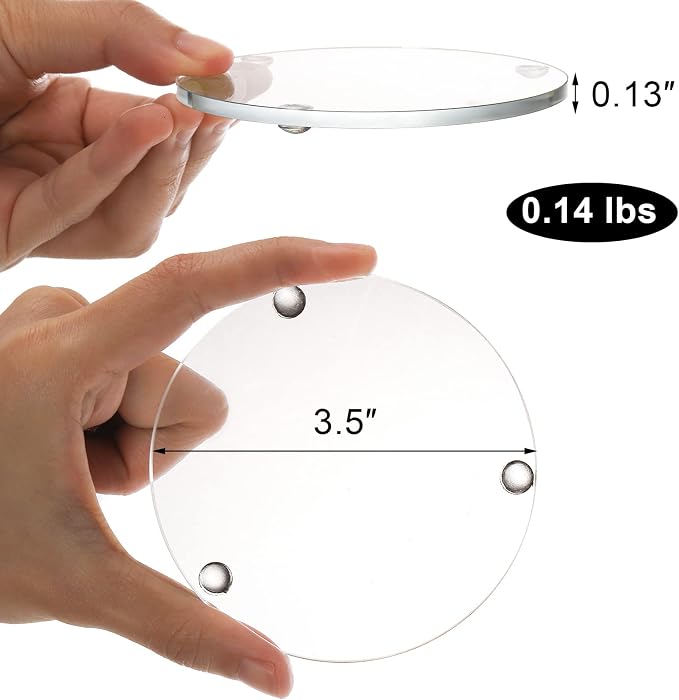 Set of 6 Round Glass Drink Coasters, 3.5 Inch Crystal Coasters Decorative Glass - Image 2