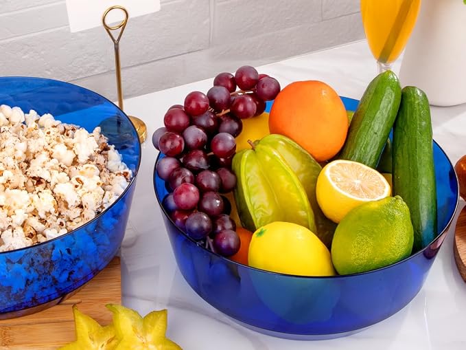 8 Pack Clear Blue Bowls for 4th of July | 128oz Heavy Duty Disposable Plastic - Image 9