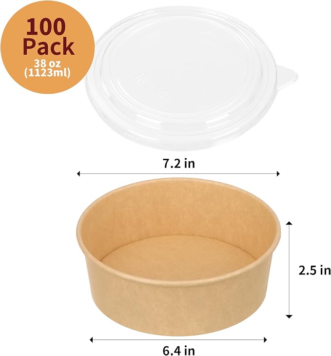 100 Pack 38 oz Disposable Bowls - Image 2