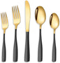Black Gold Silverware Set for 8, Stainless Steel 40 Piece Modern Cutlery Set by Unknown