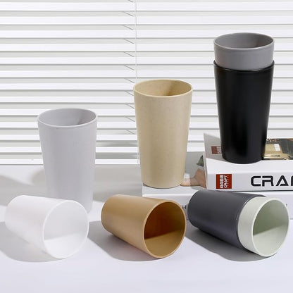 HEYCOME Set of 16 Wheat Straw Cups, Reusable Plastic Cups Sets, Water Glasses - Image 5