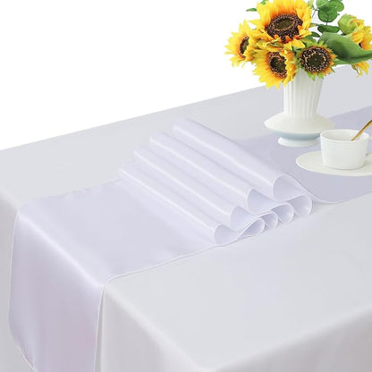 Pack of 10 Satin White Table Runners 12 x 108 Inches - Image 2