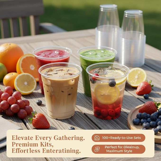 110 Pack 12 oz Disposable Clear Plastic Cups - Image 7
