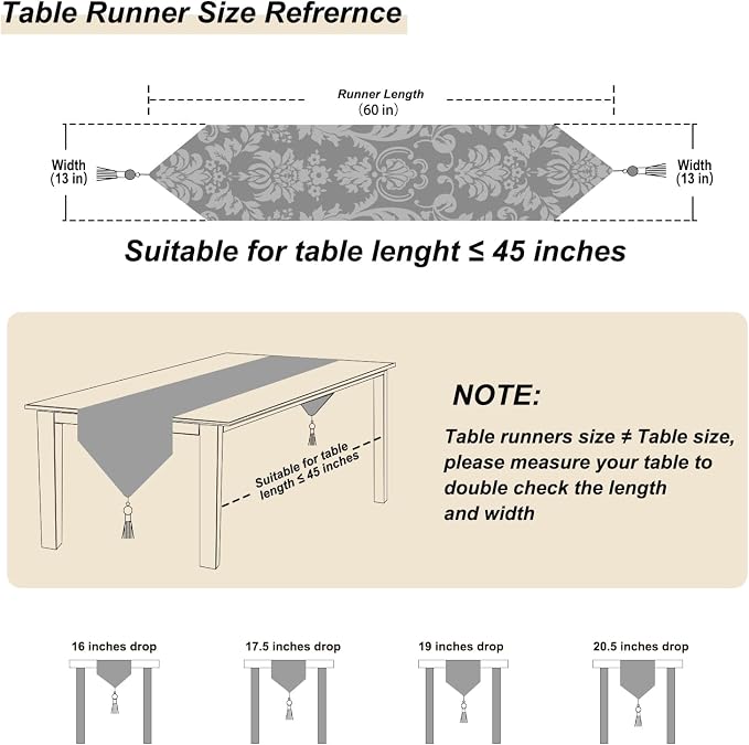 Jacquard Thick Table Runner 60" Beige - Image 2