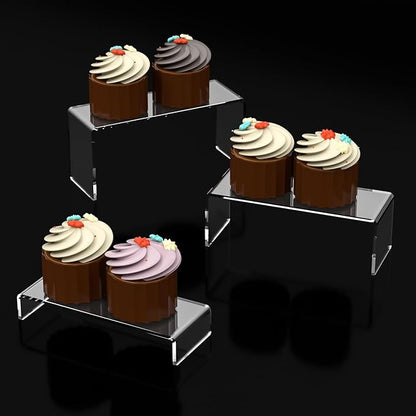 Ouskr 6 Pcs Acrylic Risers for Display, 8.8 In Large Acrylic Display Riser, Clear Display Stands for Shelf Dessert Cupcake Candy Food Tabletop Collectibles Product Bar Action Figure Jewelry Showcase