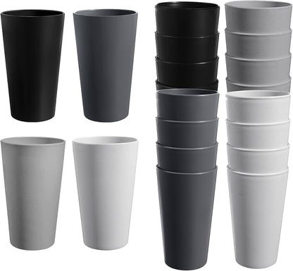 HEYCOME Set of 16 Wheat Straw Cups, Reusable Plastic Cups Sets, Water Glasses by StayHealthyStayHappy