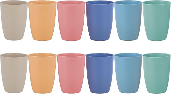 Wheat Straw Unbreakable Cup - 12 oz Reusable Drinking Glasses Sets by LuckyZone