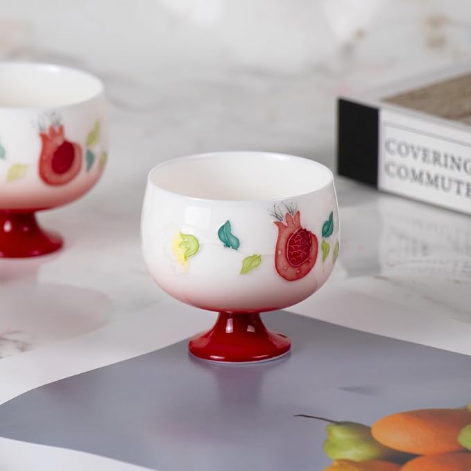 KAMMAK Tea Cup, 3oz Small Tea Cups Set of 2, Gradient Red Porcelain Tea Set - Image 6