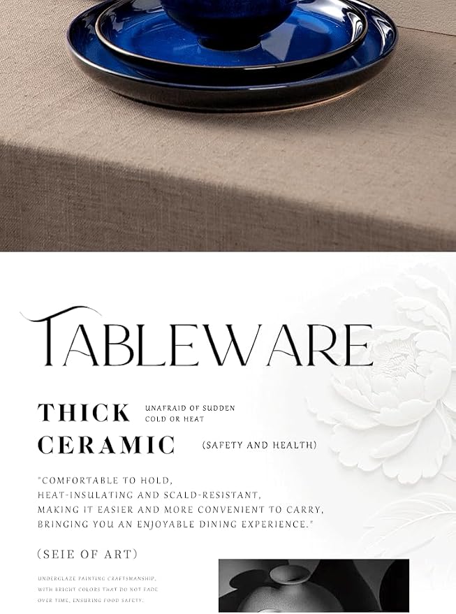 4-piece set, natural active glaze plate and bowl set, microwave and dishwasher - Image 4