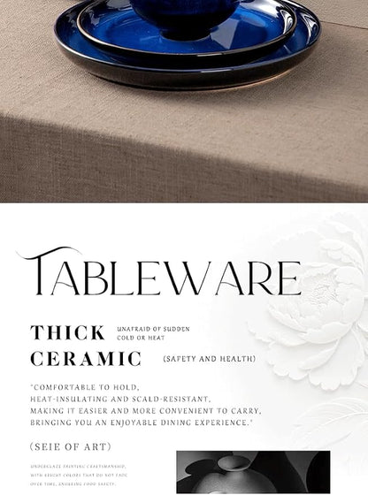 4-piece set, natural active glaze plate and bowl set, microwave and dishwasher - Image 4