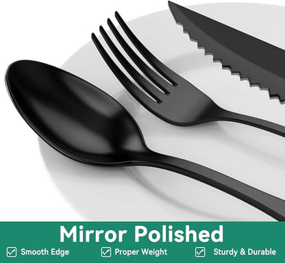 JUNLIN 49 Pieces Black Silverware Set - Image 6