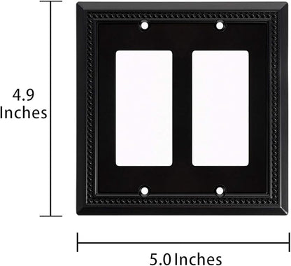 Henne Bery Sunken Pearls Heavy Duty Decorative Wall Plate Switch Plate Outlet Cover (Double Decorator, Matte Black)