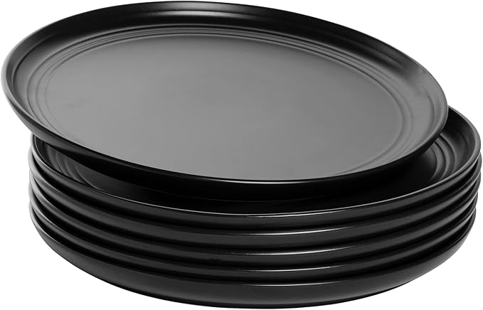 Double Line 10.5" Dinner Plate, Matte Black - Image 2