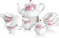 Sweejar Porcelain Tea Set Vintage Floral, British Relief Gold Rim Teapot Cup by Sweejarco1949