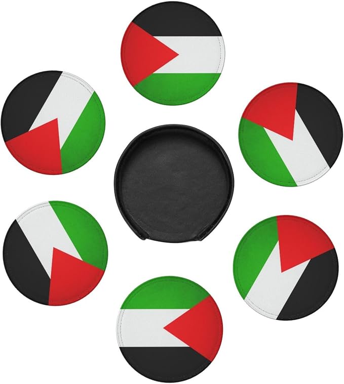 6 Pack Palestine Flag Leather Coaster - Image 3