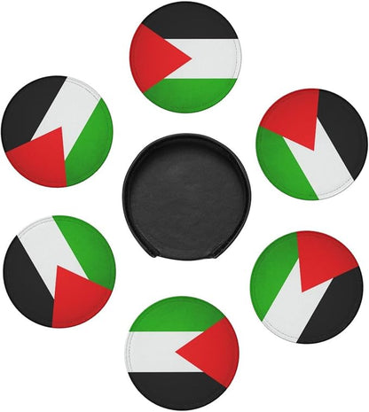 6 Pack Palestine Flag Leather Coaster - Image 3