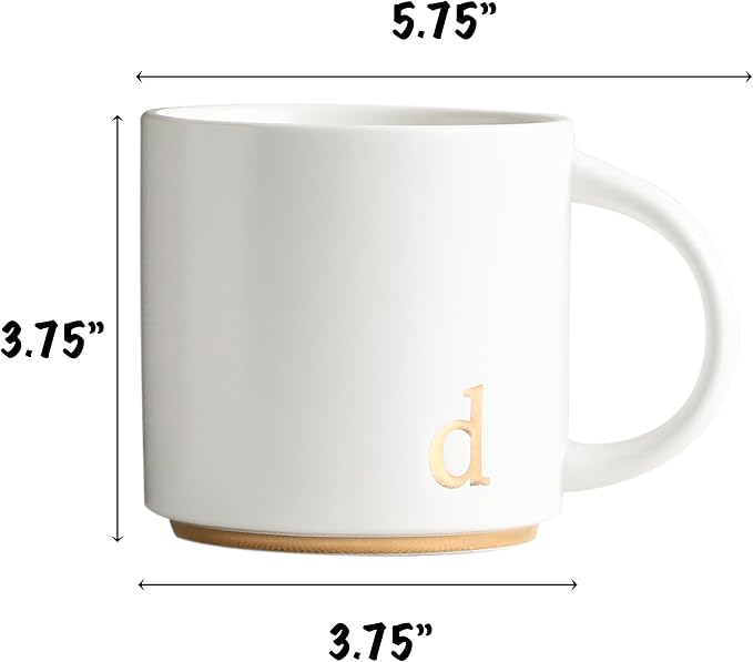COLLECTIVE HOME Ceramic Coffee Mug, 15 oz Monogram Cup - Image 2