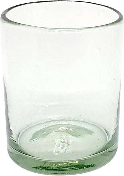 Clear 10 oz Tumblers (set of 6), Hand Blown Mexican Glassware, Recycled Glass Drinking Glasses, Lead-Free, Cocktail Margarita Glasses, Wine Glasses, Shot Glasses, Whiskey Glasses (Tumbler)